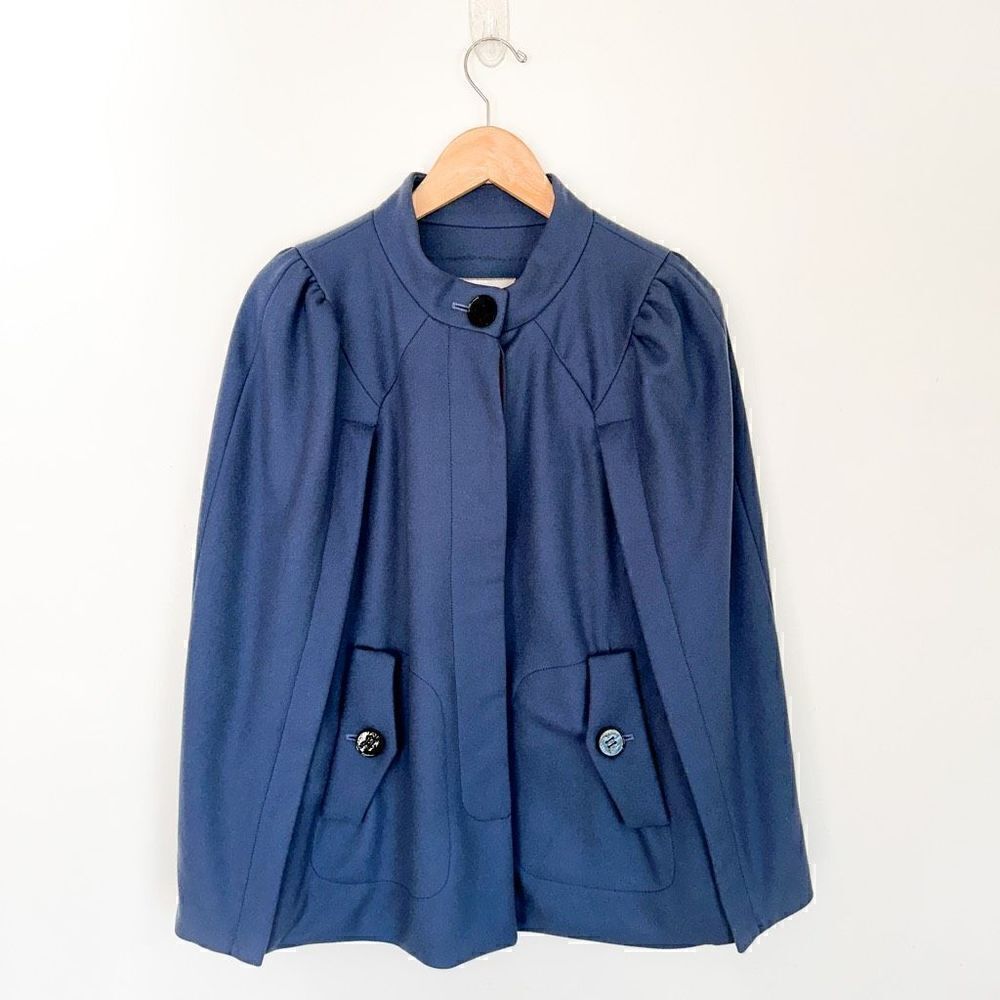 Mint Jodi Arnold Women’s Dark Dusty Blue Wool and Cashmere Blend Puff Sleeve Cap
